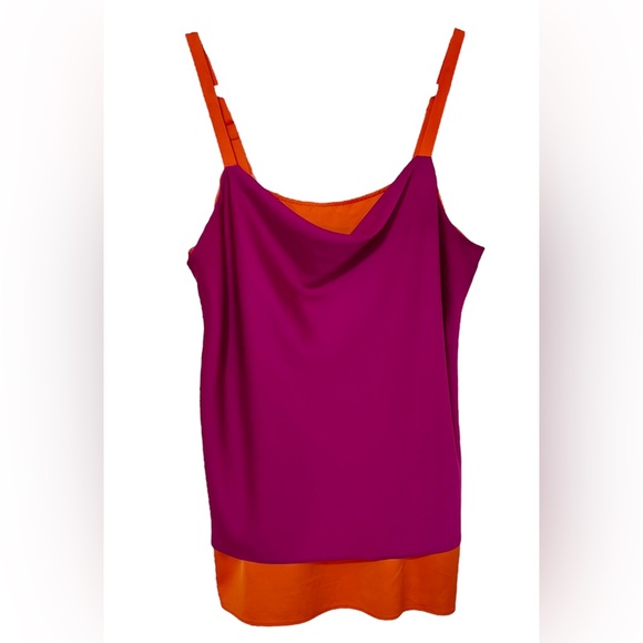 Nicole by Nicole Miller Spaghetti Strap Blouse cami cowl neck Purple Orange M - Picture 3 of 15